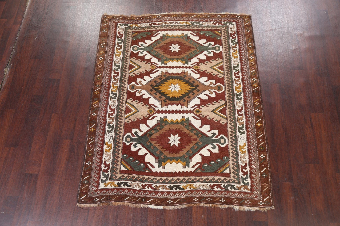 Natural Dye Geometric Anatolian Oriental Area Rug 6x7