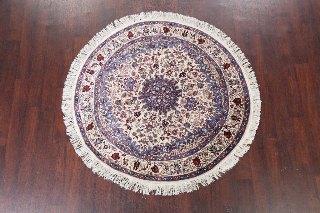 Floral Isfahan Persian Area Rug 6x6 Round