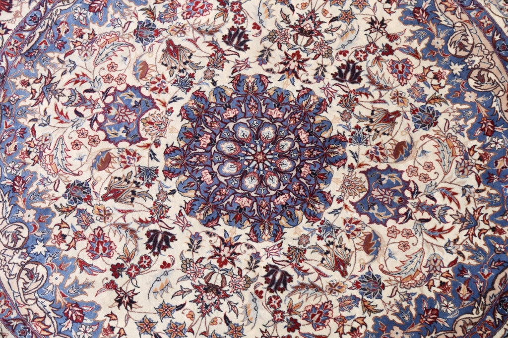 Floral Isfahan Persian Area Rug 6x6 Round