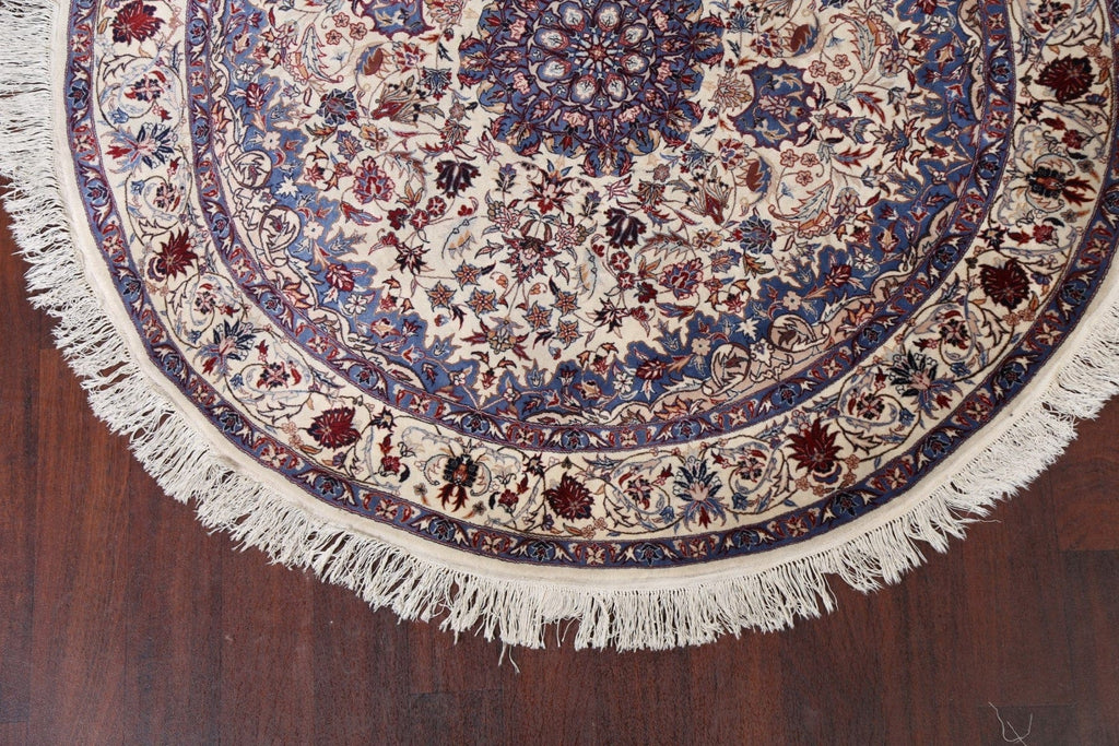 Floral Isfahan Persian Area Rug 6x6 Round