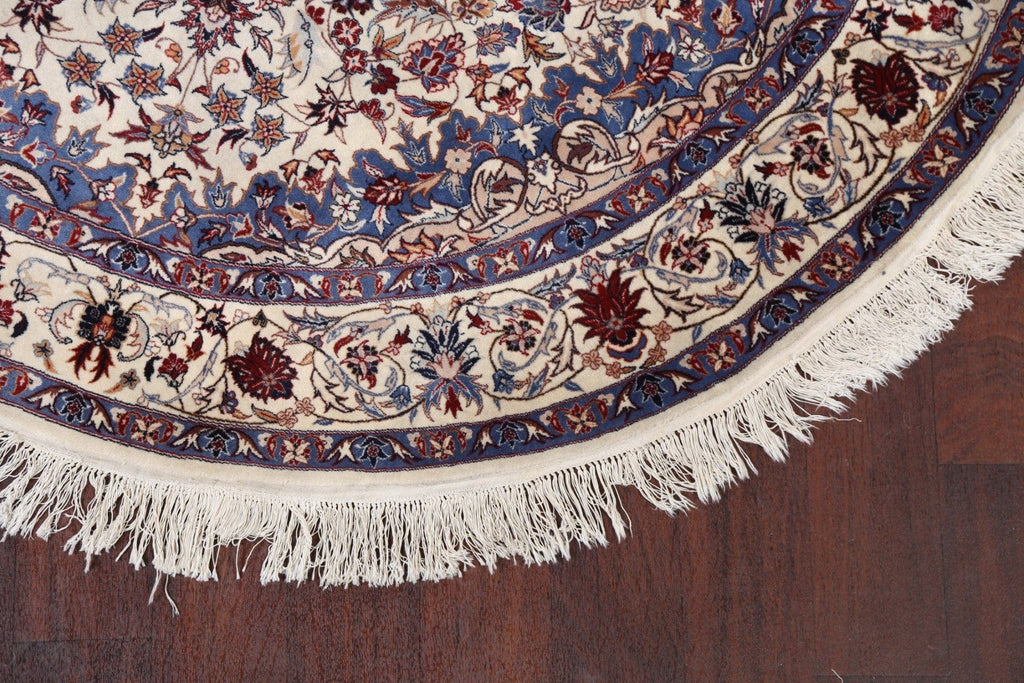 Floral Isfahan Persian Area Rug 6x6 Round