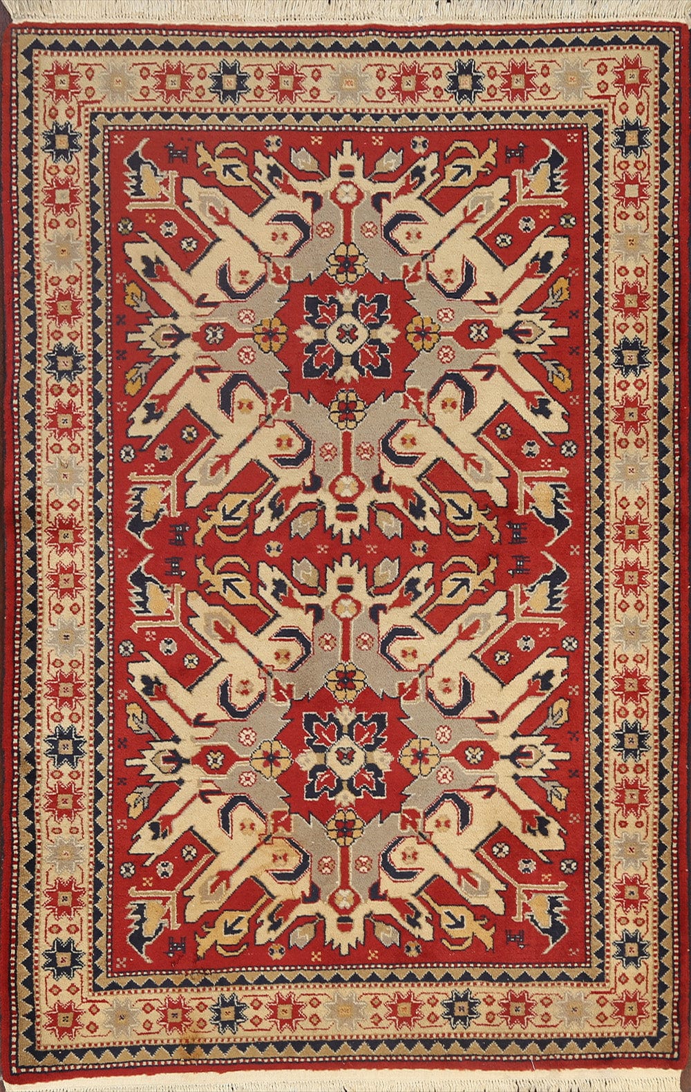 Geometric Anatolian Oriental Area Rug 4x6