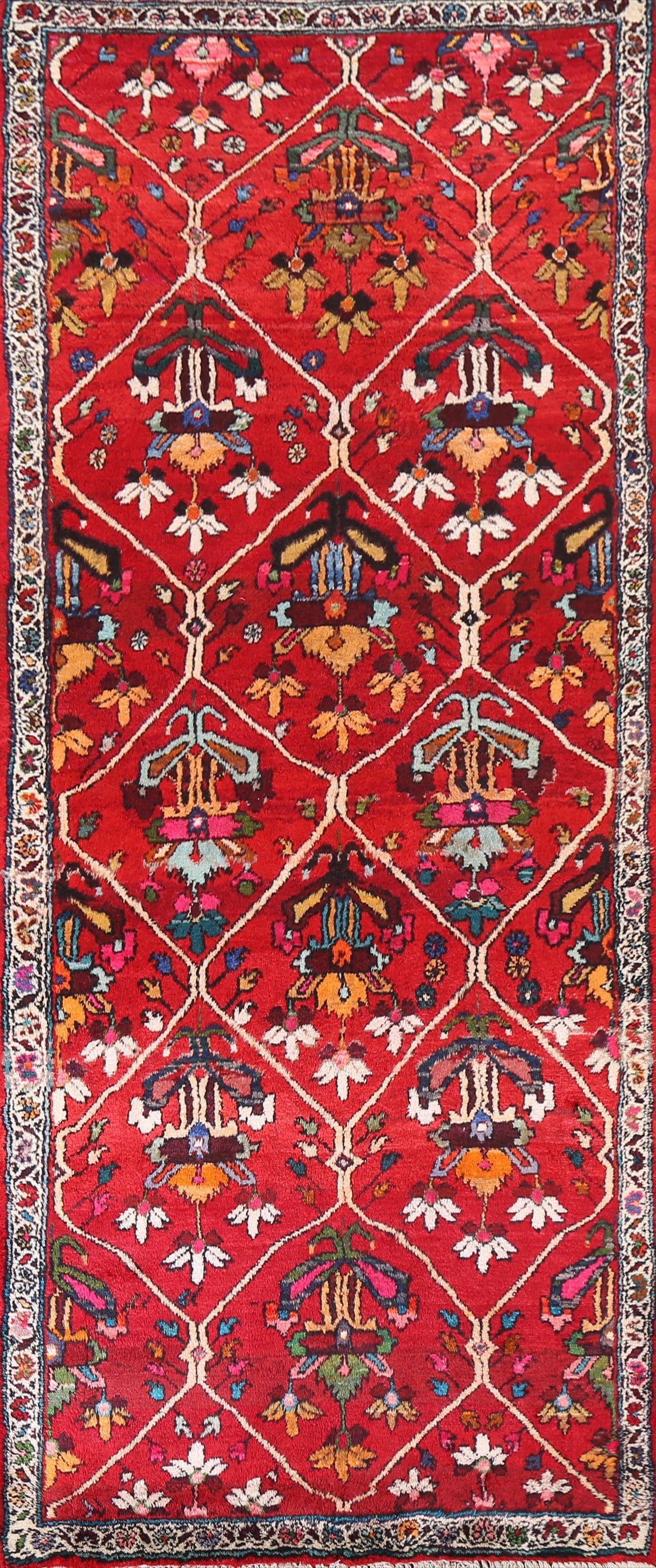 Floral Bakhtiari Persian Runner Rug 4x9