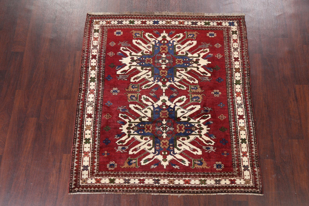 Natural Dye Geometric Anatolian Oriental Area Rug 5x6