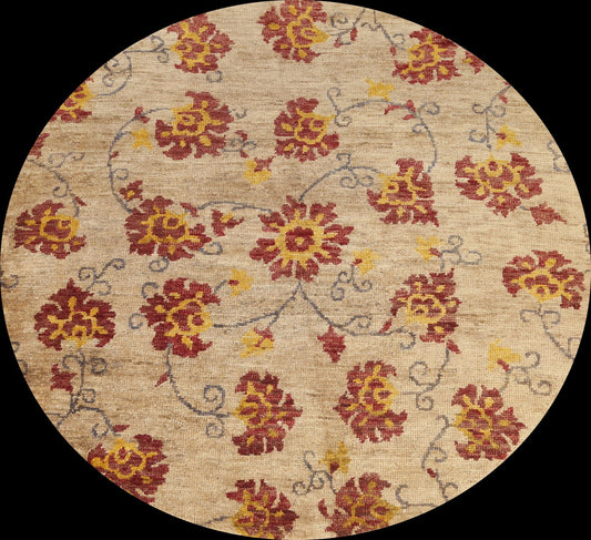 Floral Abstract Oriental Area Rug 8x8 Round