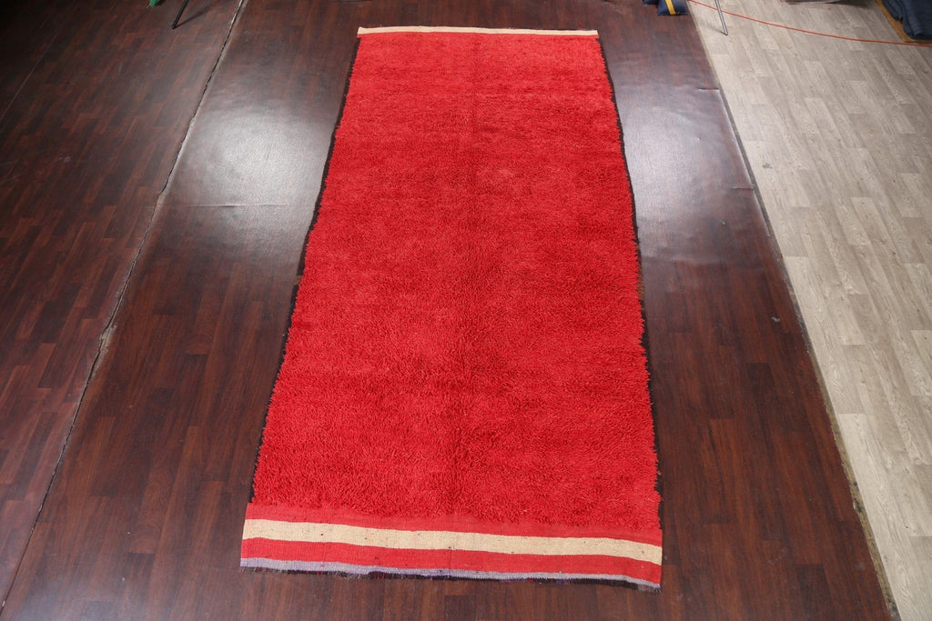 Solid Red Moroccan Oriental Area Rug 6x13