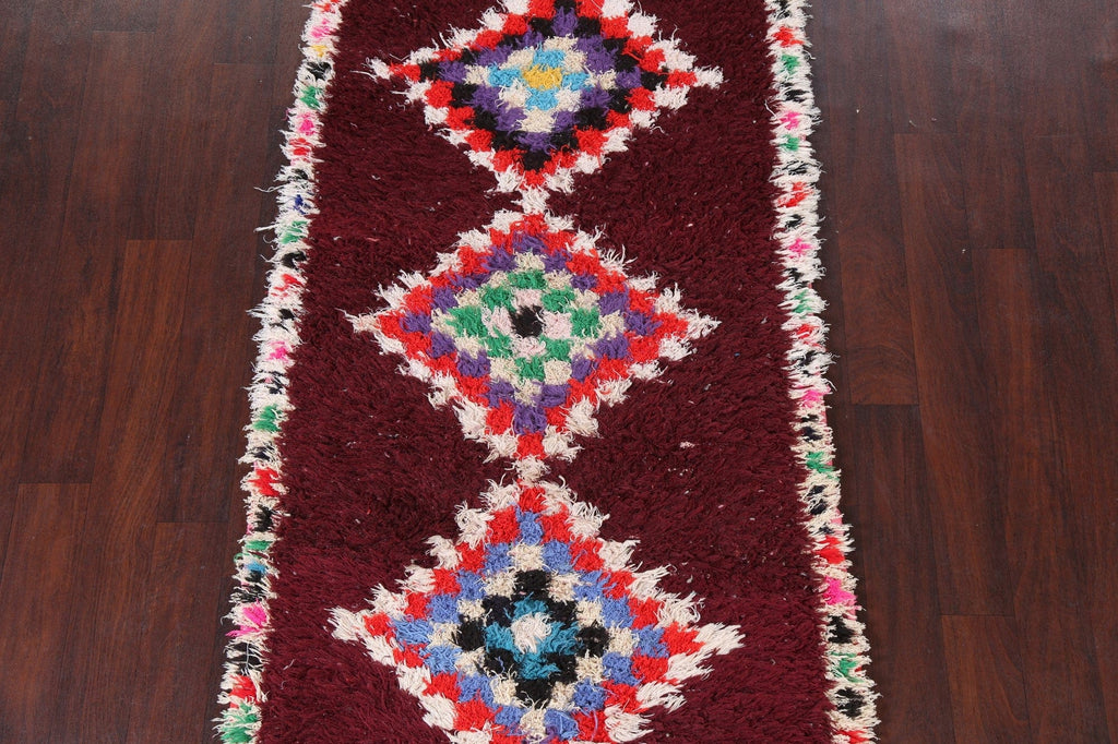 Tribal Moroccan Oriental Runner Rug 3x7