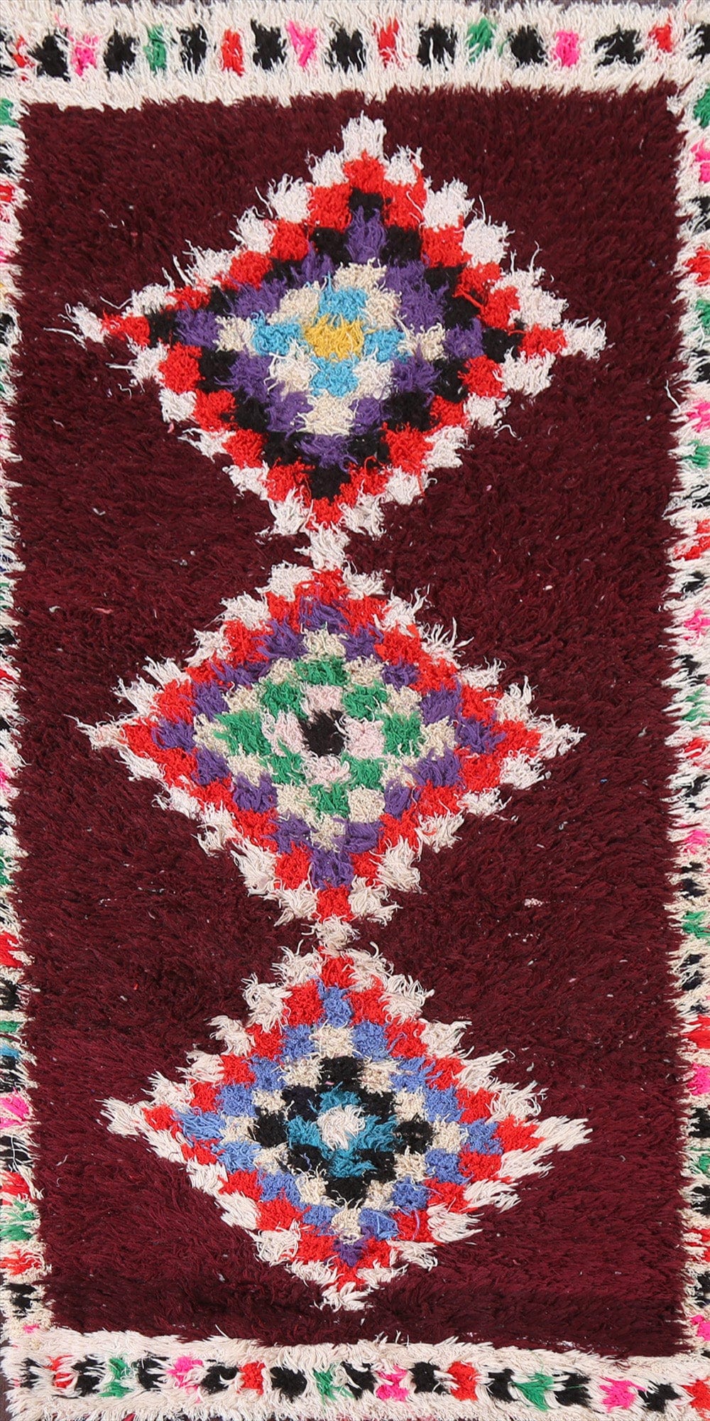 Tribal Moroccan Oriental Runner Rug 3x7