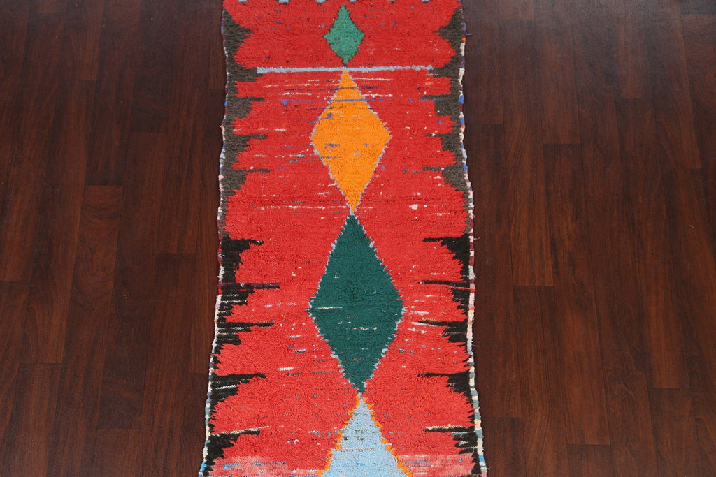 Tribal Moroccan Oriental Runner Rug 3x8