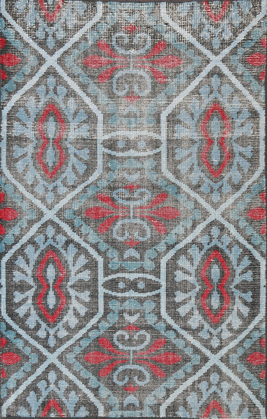 Distressed Geometric Area Rug 4x6