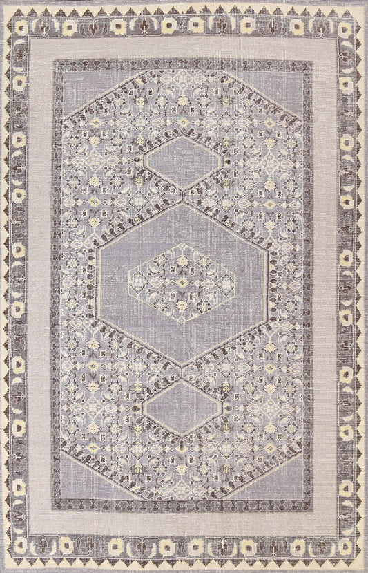 Geometric Oushak Distressed Area Rug 8x11