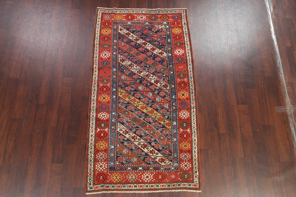 Antique Vegetable Dye Kazak Oriental Area Rug 4x8