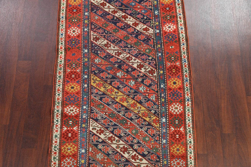 Antique Vegetable Dye Kazak Oriental Area Rug 4x8