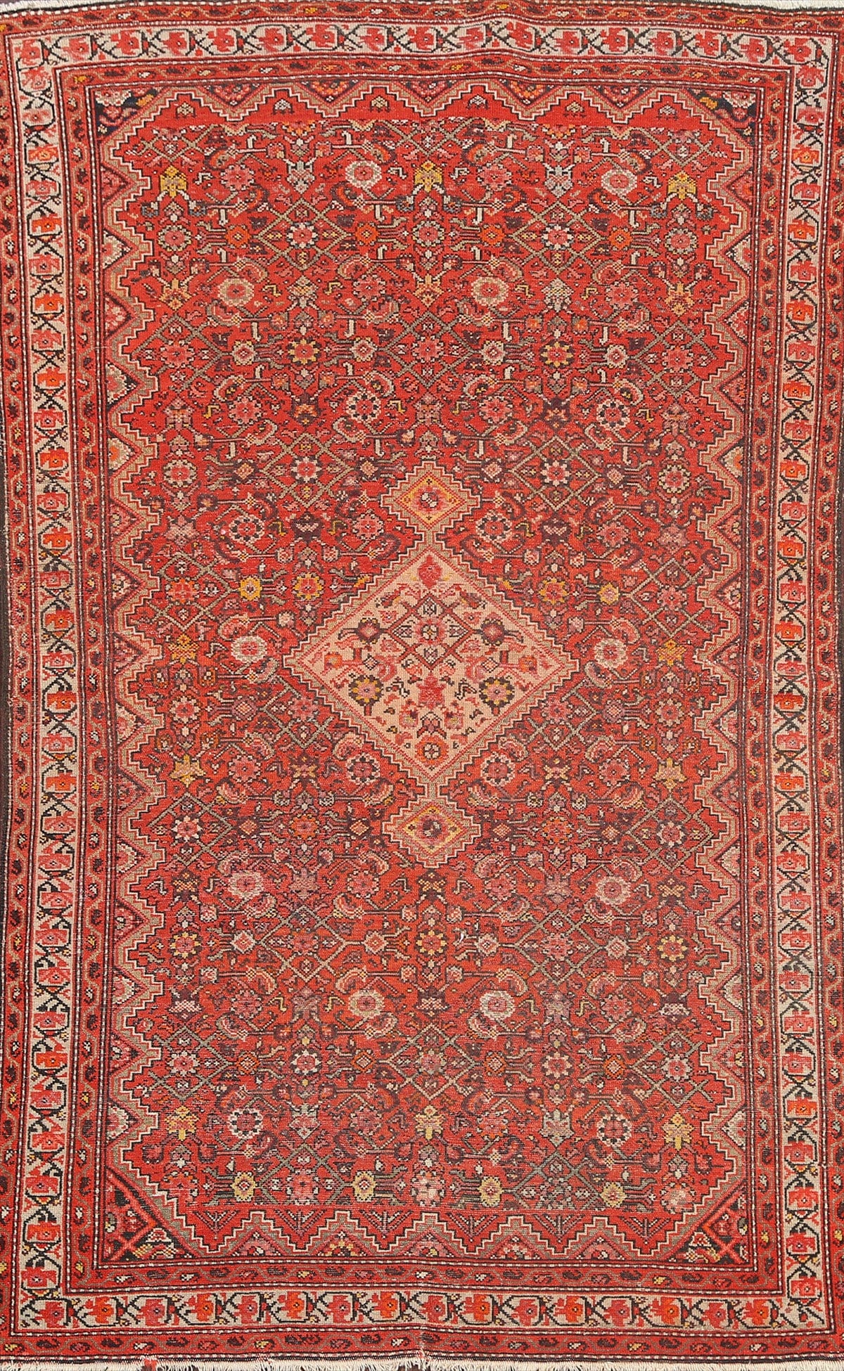 Pre-1900 Antique Vegetable Dye Malayer Persian Area Rug 4x6