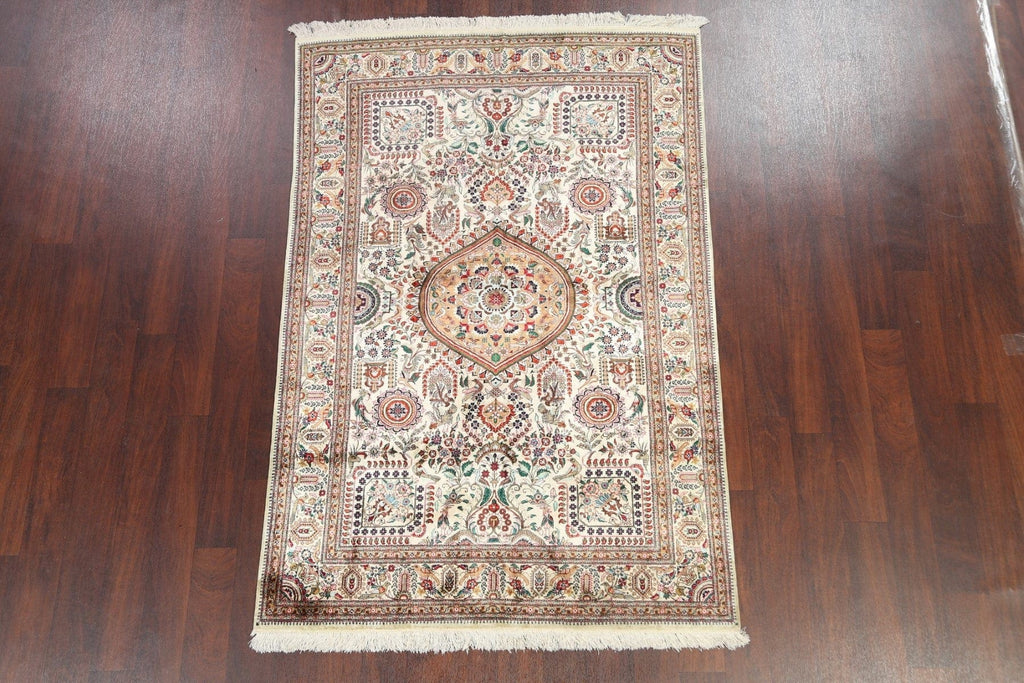 Animal Pictorial Qum Persian Area Rug 4x7