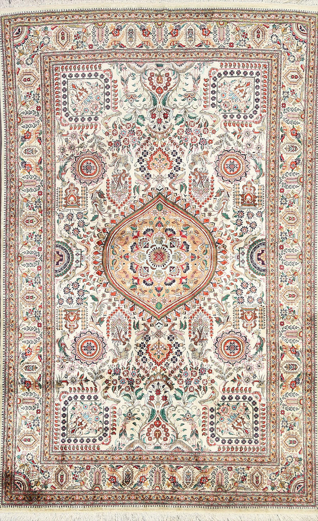 Animal Pictorial Qum Persian Area Rug 4x7