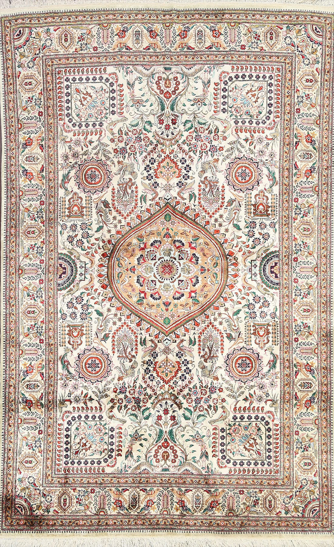 Animal Pictorial Qum Persian Area Rug 4x7