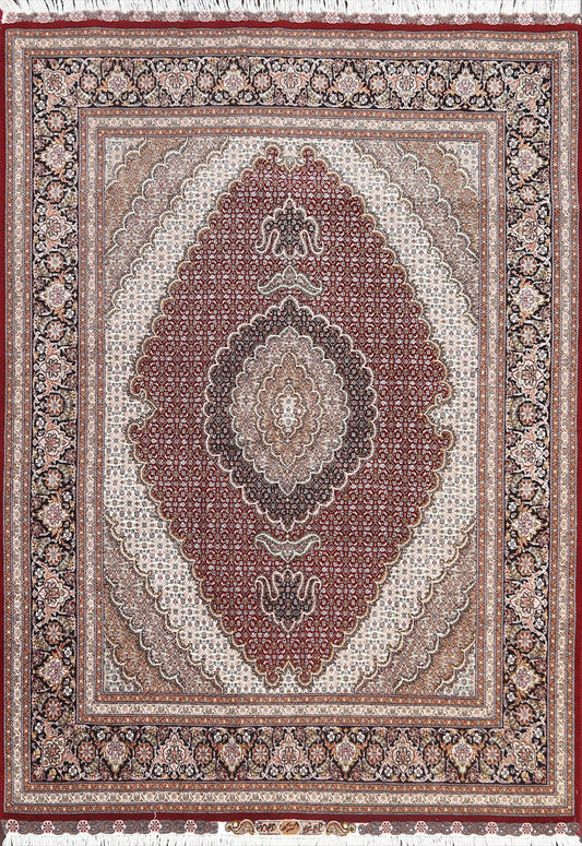 Signed Tabriz Mahi Persian Area Rug 5x7