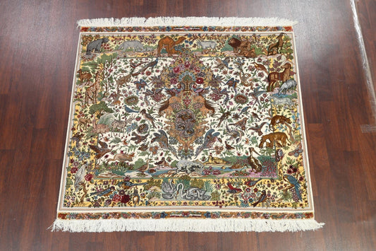 Masterpiece Animal Pictorial Tabriz Persian Area Rug 6x6