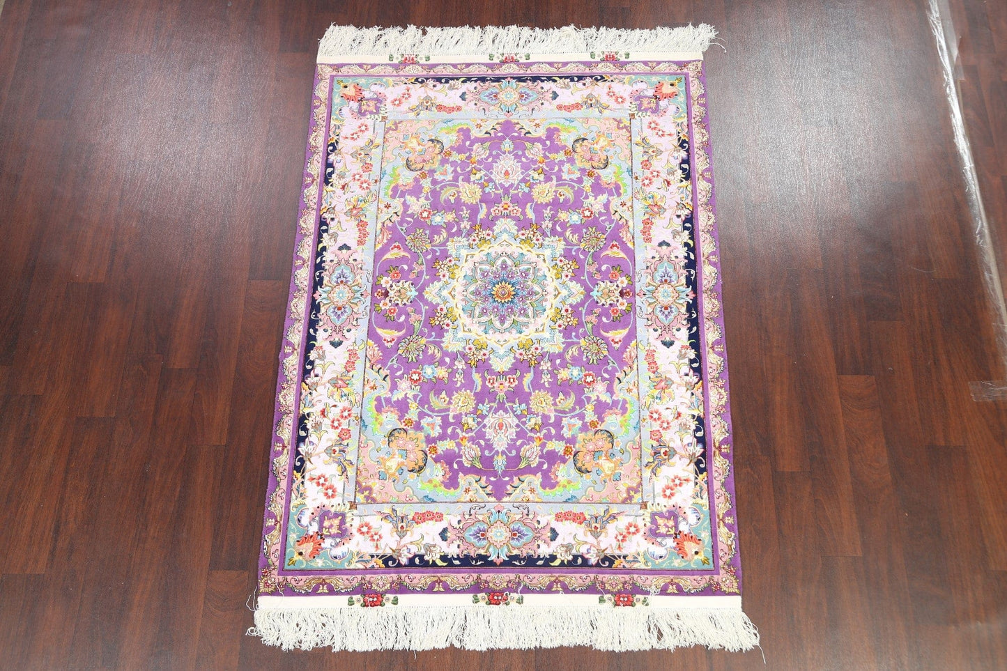 Floral Silk Tabriz Persian Area Rug 5x7