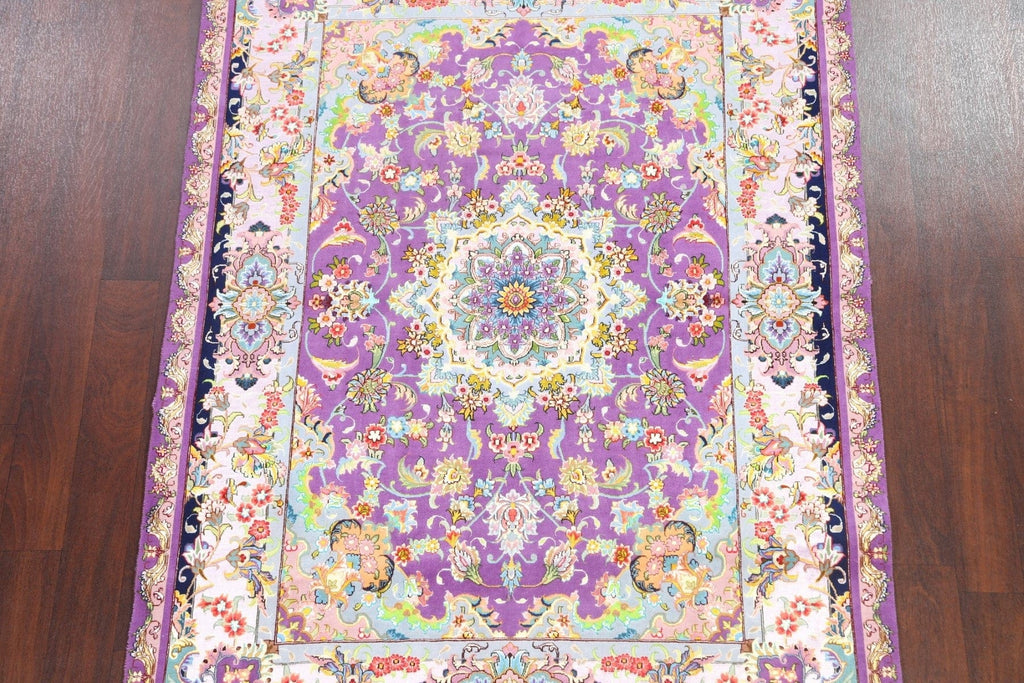 Floral Silk Tabriz Persian Area Rug 5x7