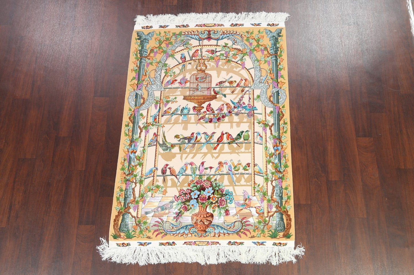 Masterpiece Animal Pictorial Tabriz Persian Area Rug 4x6