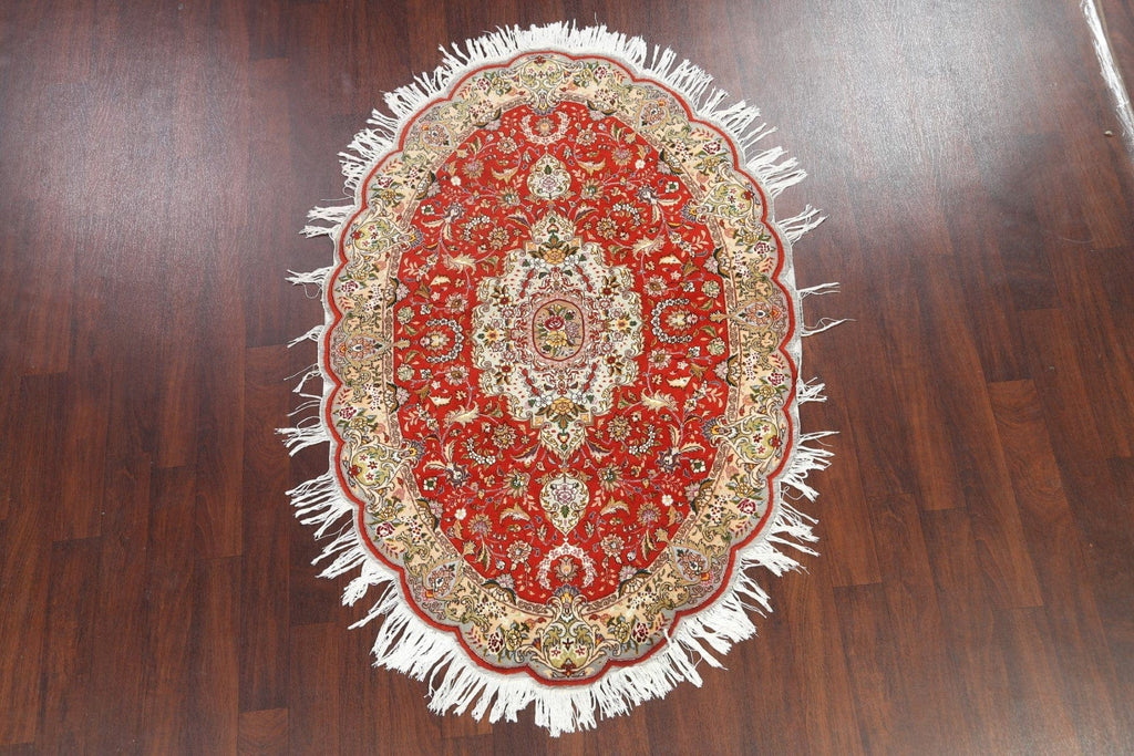 Floral Oval Tabriz Persian Area Rug 4x6