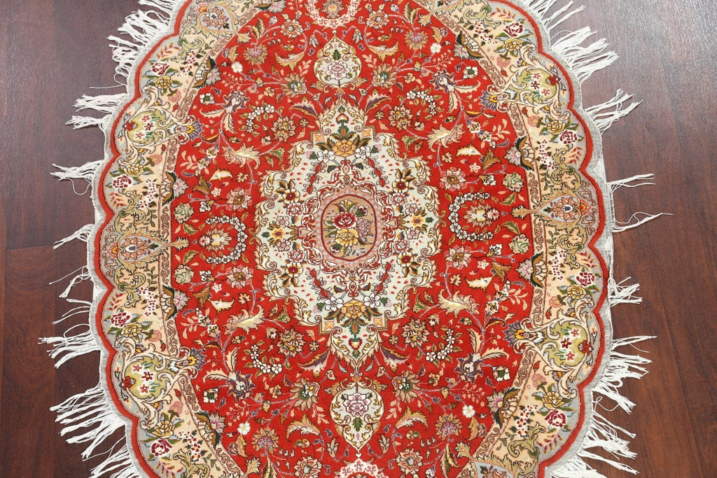 Floral Oval Tabriz Persian Area Rug 4x6