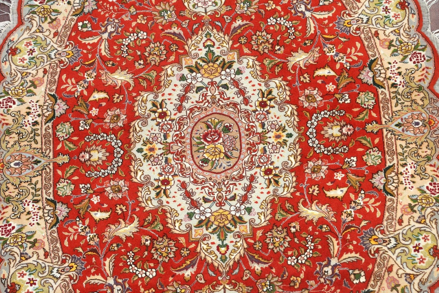 Floral Oval Tabriz Persian Area Rug 4x6