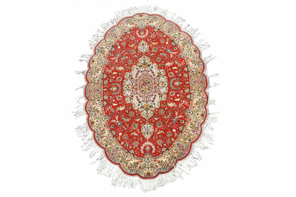 Floral Oval Tabriz Persian Area Rug 4x6