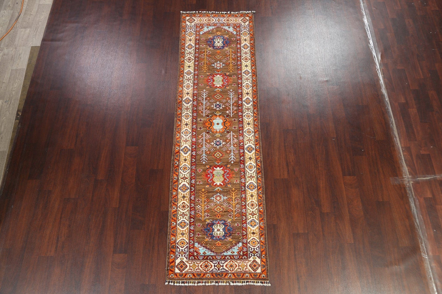 Geometric Kazak Oriental Runner Rug 3x10