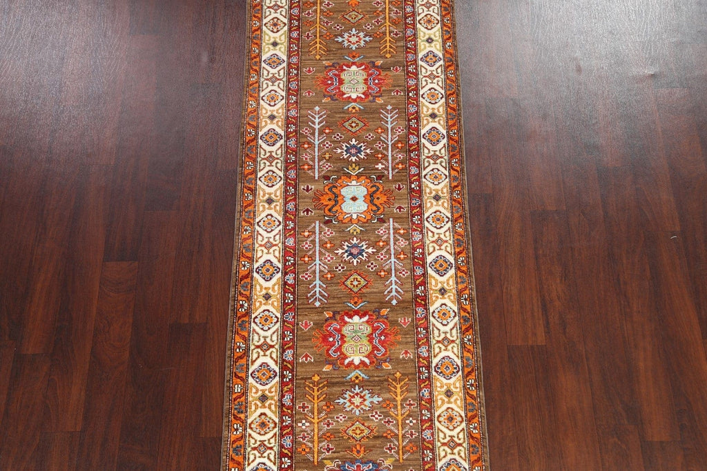 Geometric Kazak Oriental Runner Rug 3x10