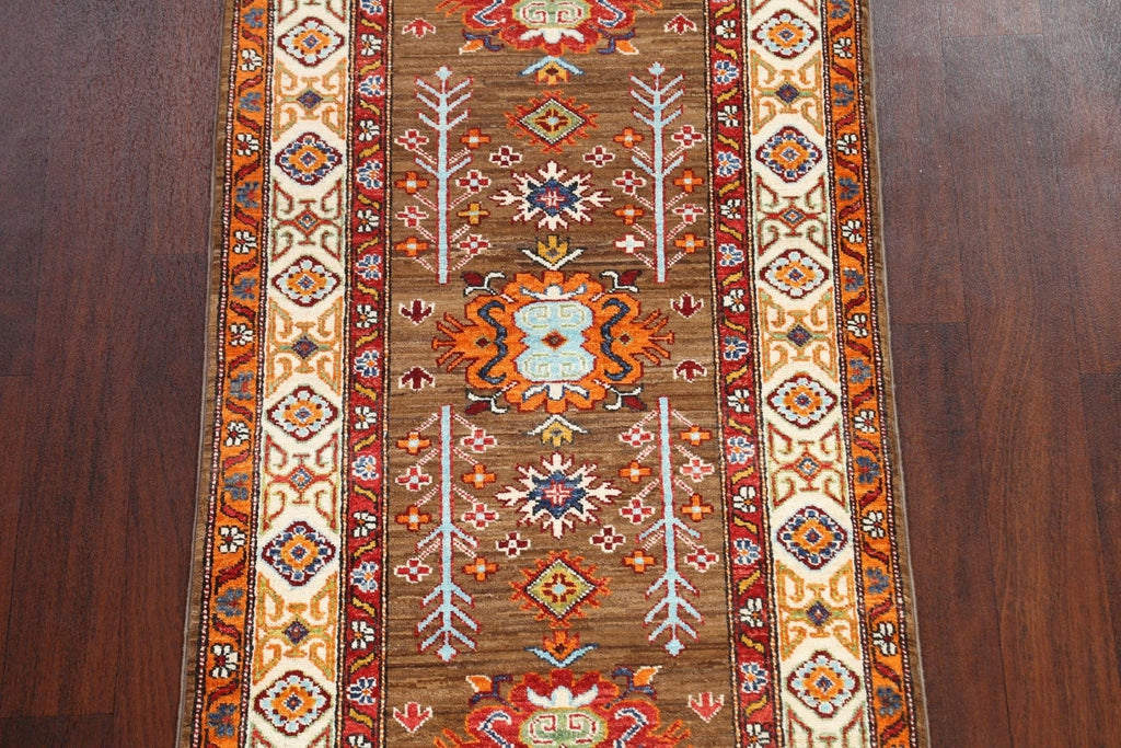 Geometric Kazak Oriental Runner Rug 3x10