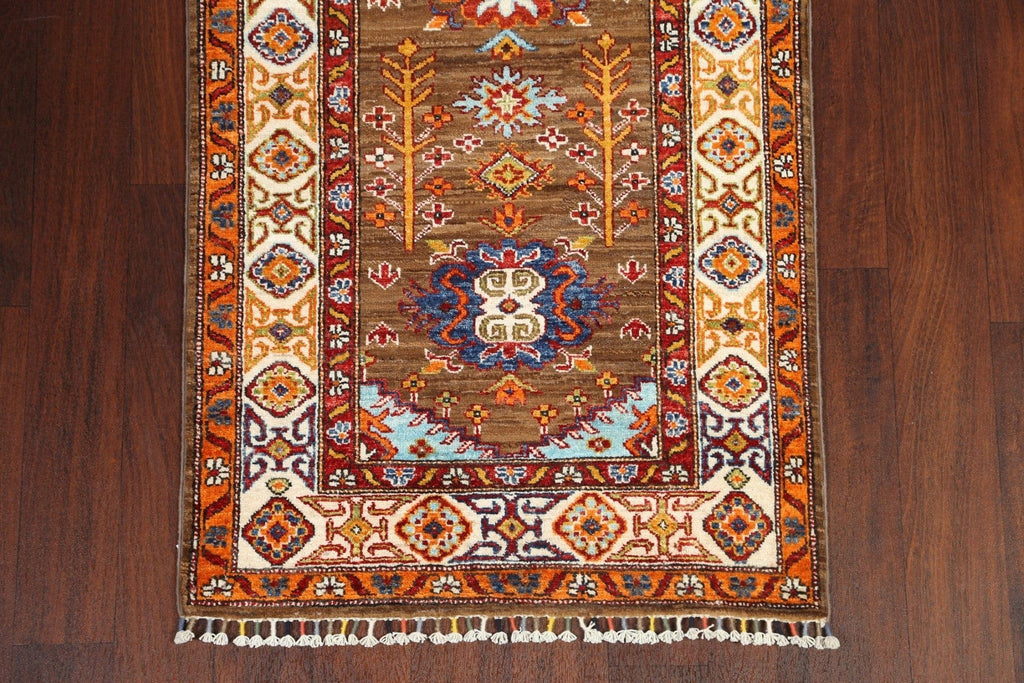 Geometric Kazak Oriental Runner Rug 3x10