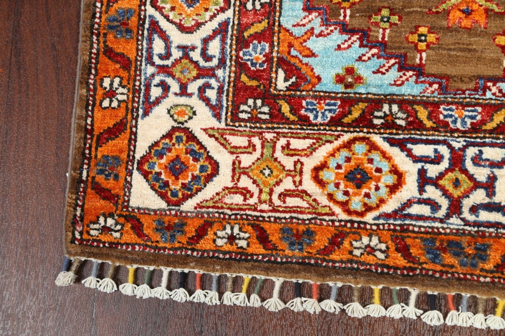 Geometric Kazak Oriental Runner Rug 3x10