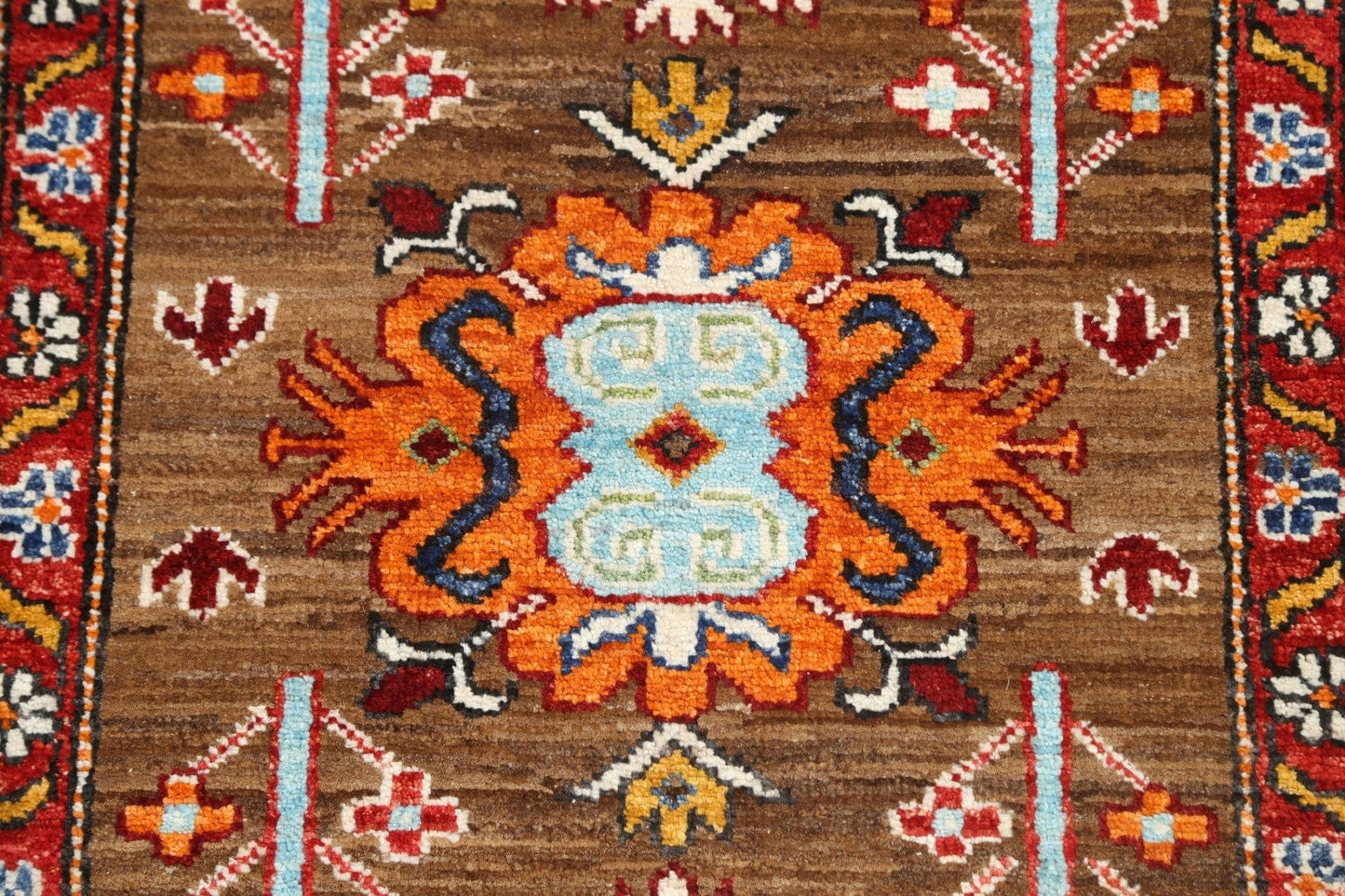 Geometric Kazak Oriental Runner Rug 3x10