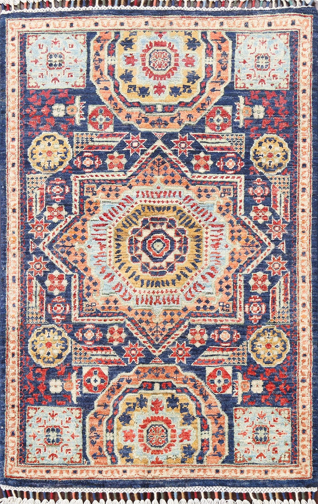 Geometric Kazak Oriental Area Rug 3x4