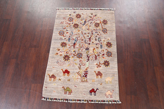 Animal Pictorial Kazak Oriental Area Rug 3x4