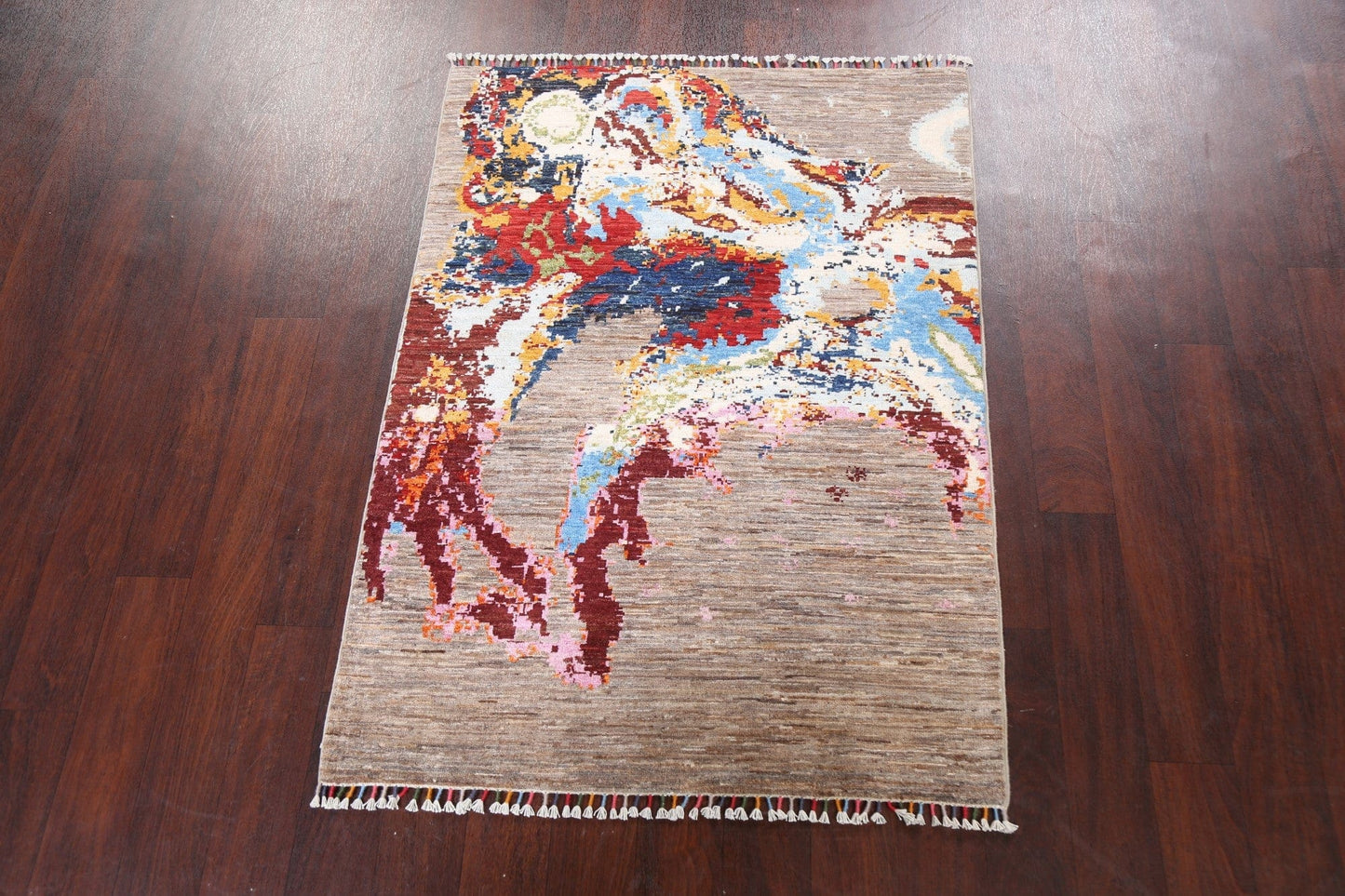 Abstract Kazak Oriental Area Rug 4x6