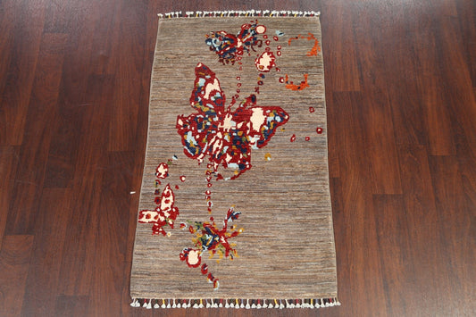 Modern Abstract Oriental Area Rug 3x4