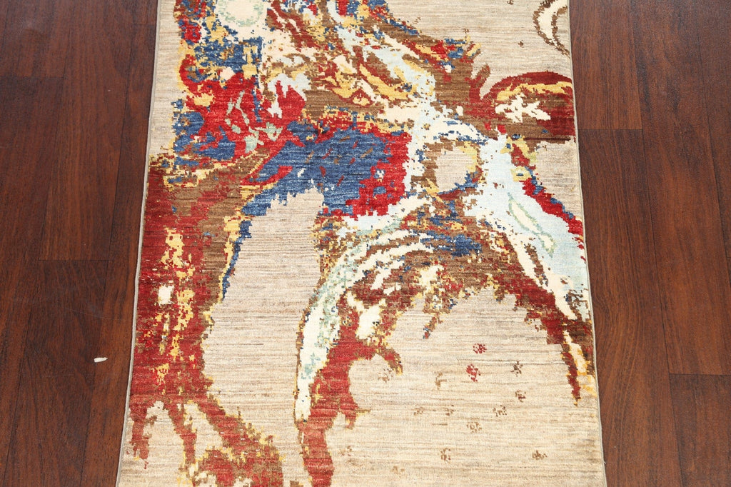 Contemporary Abstract Oriental Area Rug 3x4