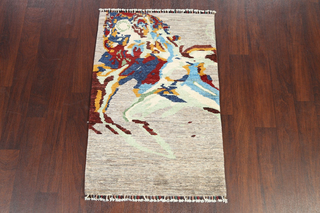 Modern Abstract Oriental Area Rug 3x4