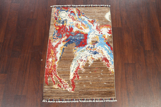 Modern Abstract Oriental Area Rug 3x4