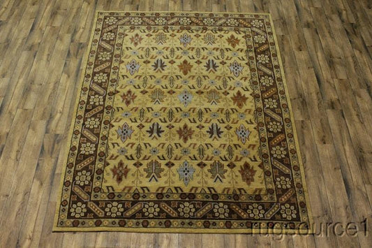 Hand-Knotted Gold All-Over Oushak Kazak Oriental Area Rug 8x10