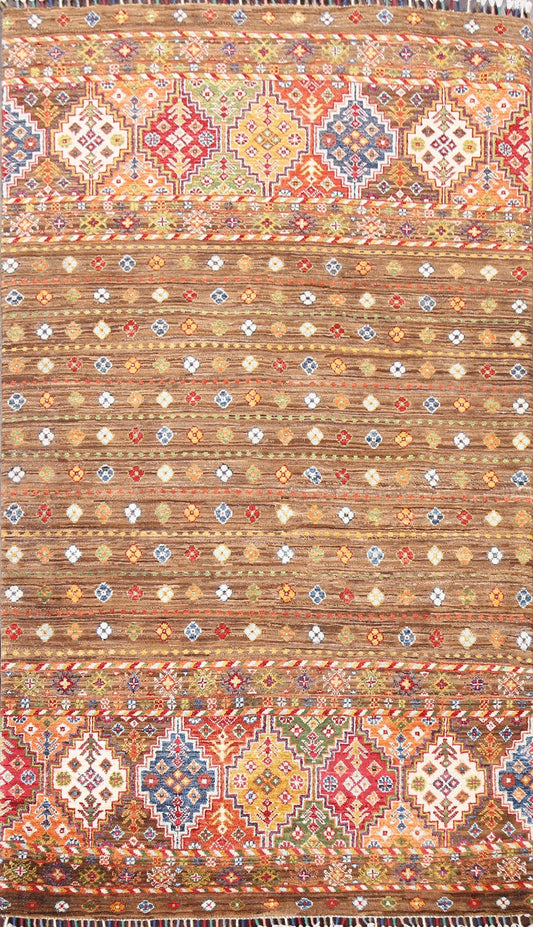 Handmade Kazak Wool Area Rug 4x6