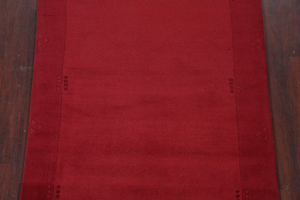 Bordered Gabbeh Oriental Red Area Rug 4x6