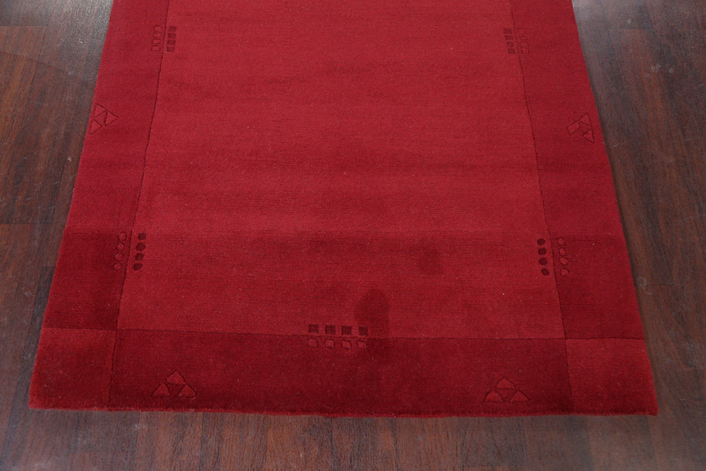 Bordered Gabbeh Oriental Red Area Rug 4x6