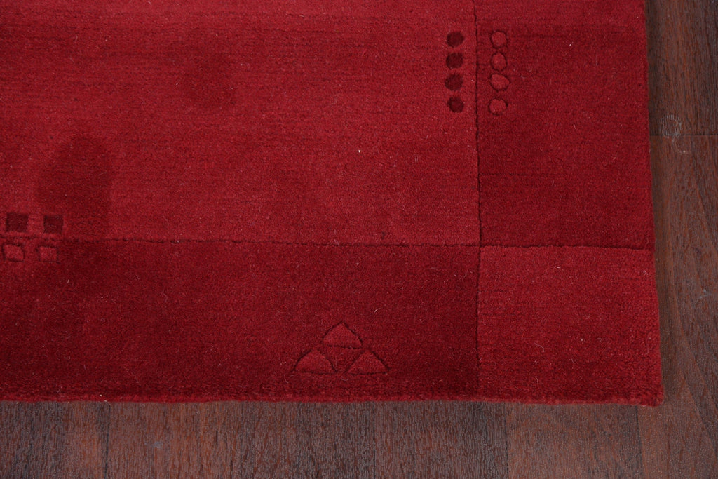 Bordered Gabbeh Oriental Red Area Rug 4x6