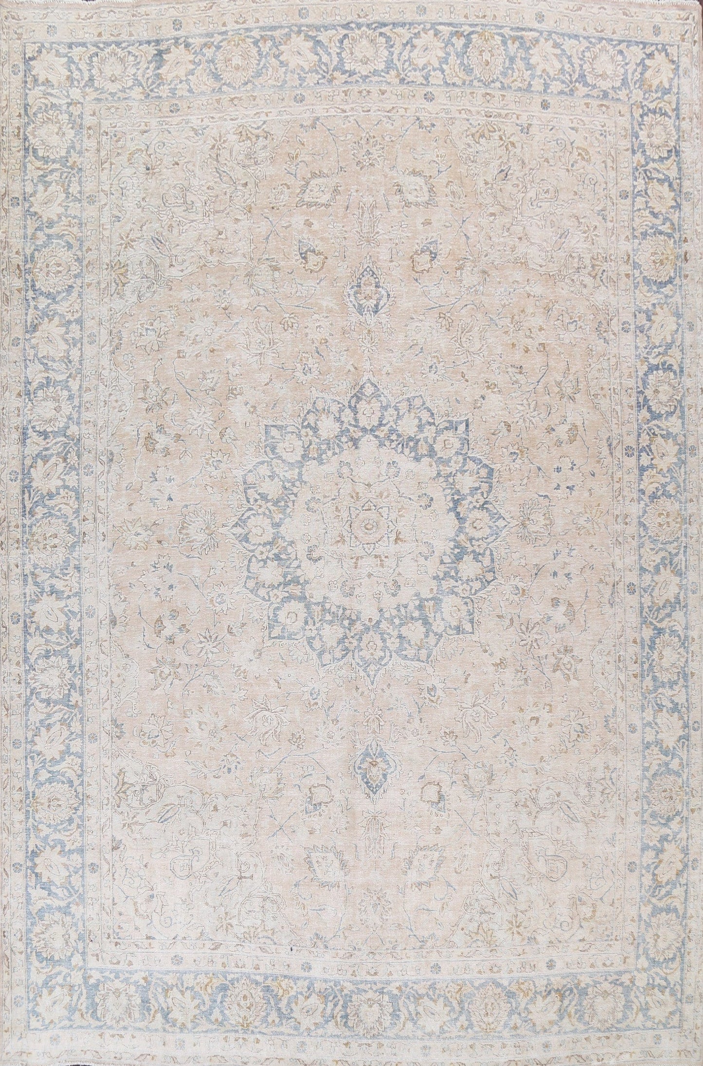 Muted Distressed Kerman Persian Area Rug 10x13