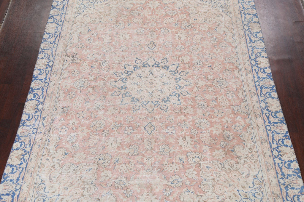 Muted Distressed Kerman Persian Area Rug 9x12